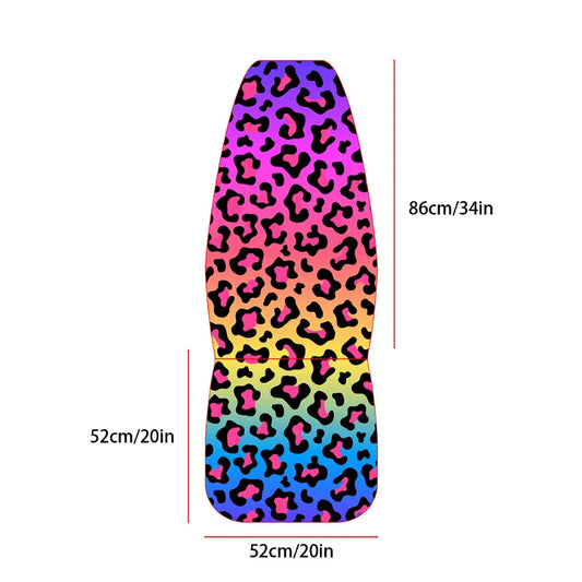 2-Pack Rainbow Leopard Print Front Seat Covers for Dogs