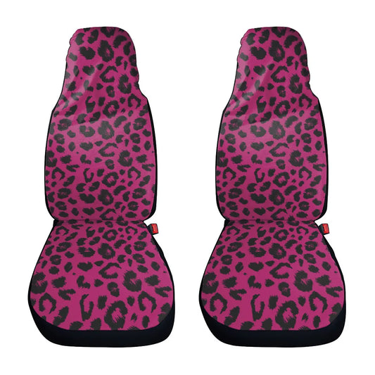 2-Pack Pink Leopard Print Front Seat Covers for Dogs