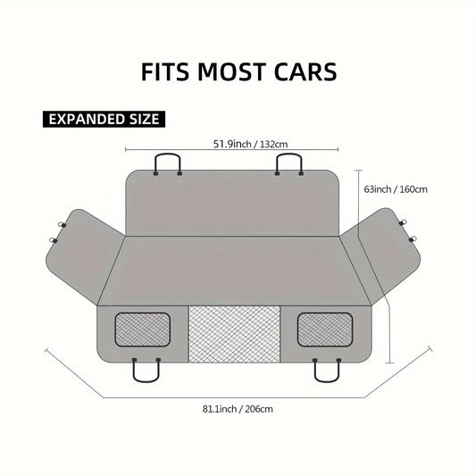 Gray Premium Dog Hammock Back Seat Cover with Hard Bottom Extender
