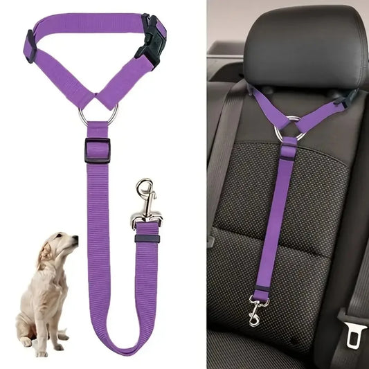 Army Green Dog Seat Belt Tether Adjustable Car Safety Leash
