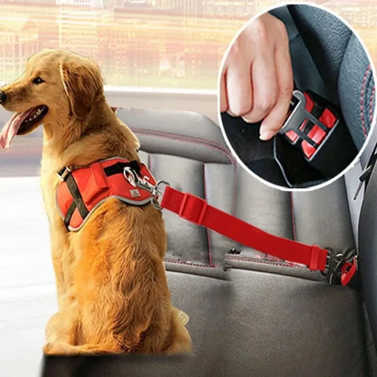 Army Green Adjustable Dog Car Seat Belt Tether
