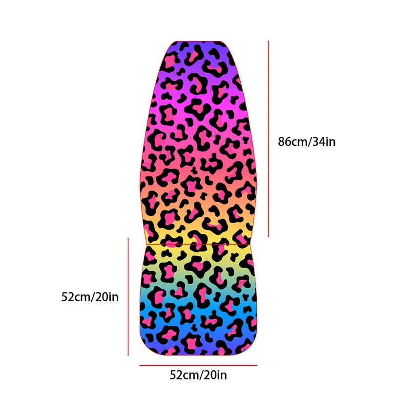 2-Pack Rainbow Leopard Print Front Seat Covers for Dogs