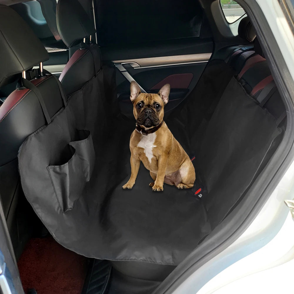 Black Waterproof Oxford Dog Car Hammock with Storage Pocket