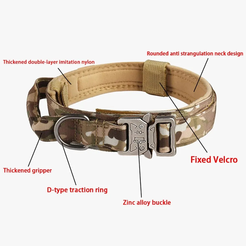 Black Tactical Dog Collar for Medium and Large Dogs