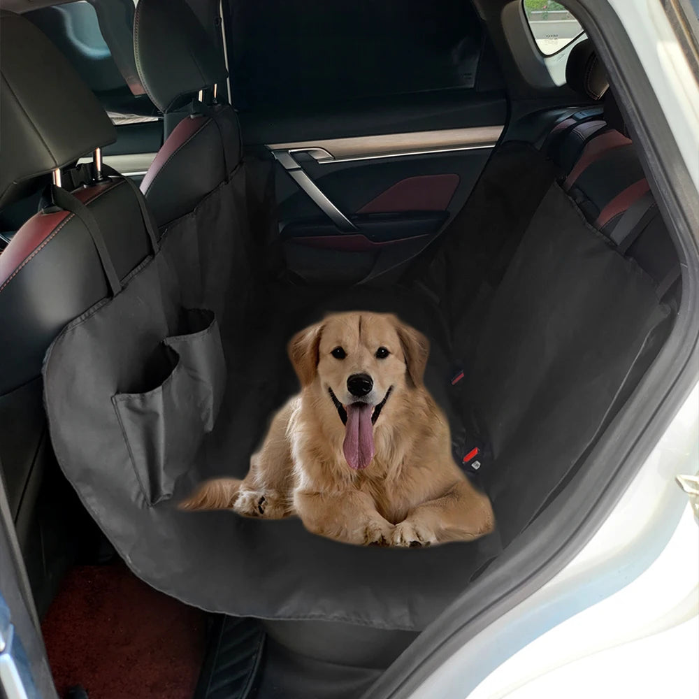 Black Waterproof Oxford Dog Car Hammock with Storage Pocket