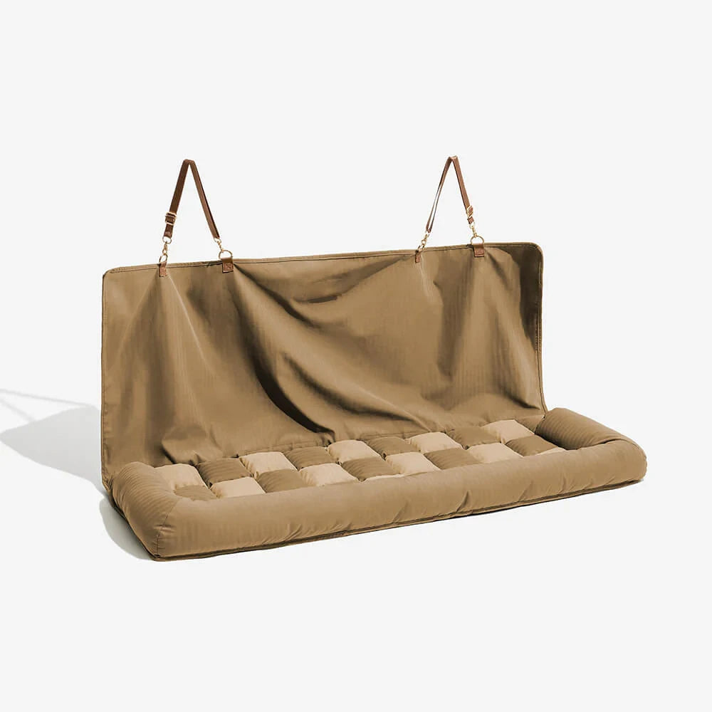 Brown Luxury Dog Booster Seat Bed for Double Seats