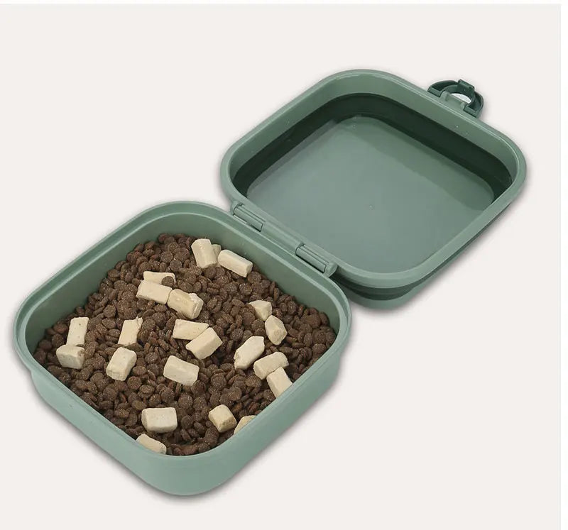 Khaki Portable Double Dog Travel Bowls