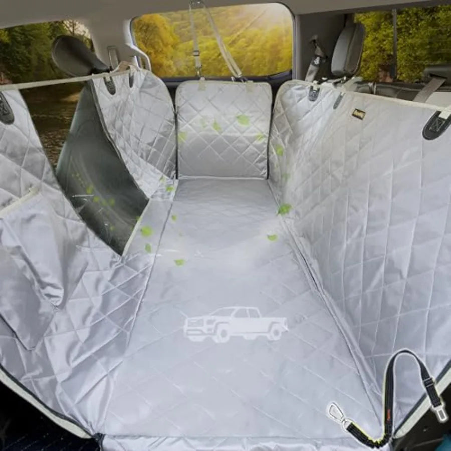 Gray Waterproof Dog Car Hammock with Mesh Window