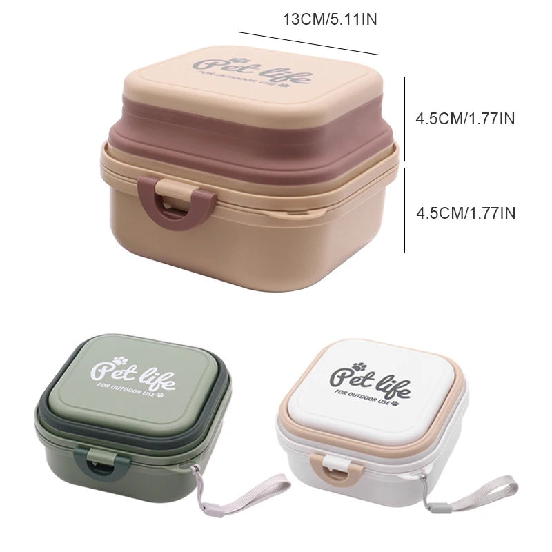 Khaki Portable Double Dog Travel Bowls