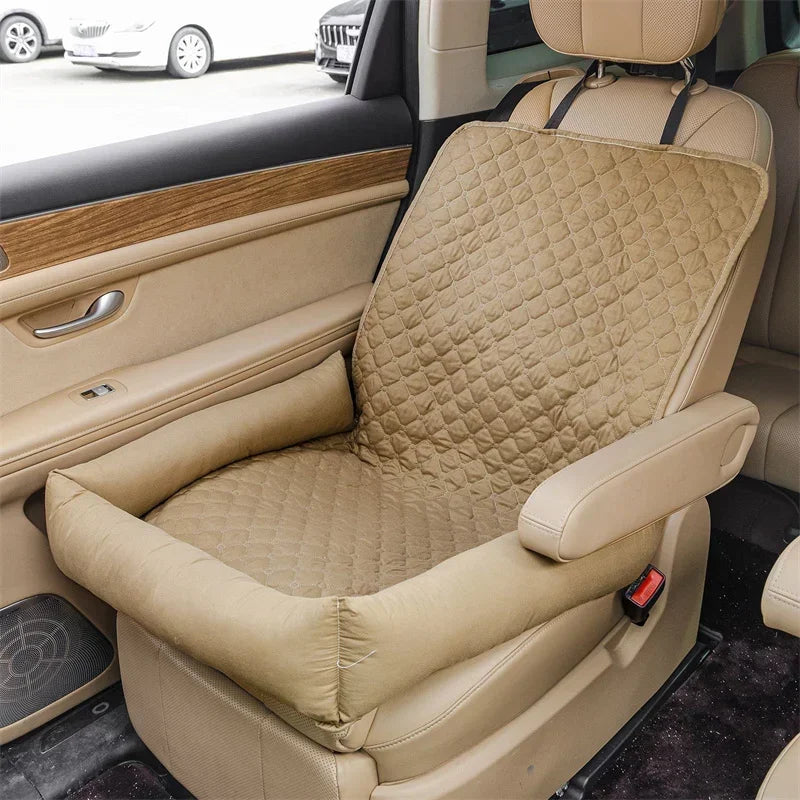 Premium Beige Dog Car Seat Cover Nest