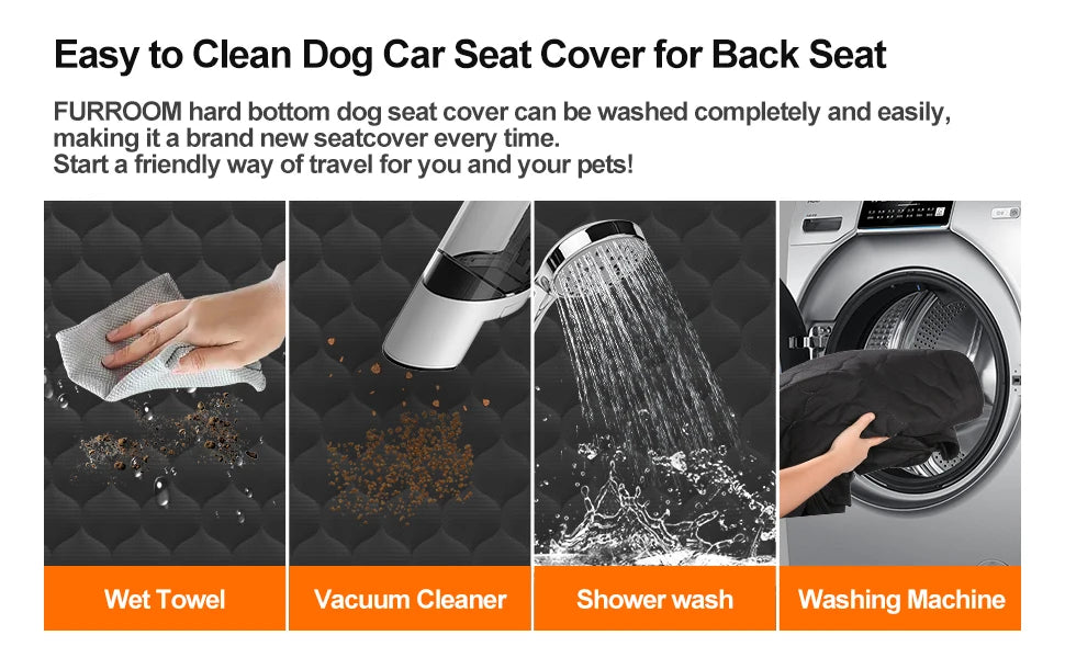 Black Waterproof Dog Car Hammock with Hard Bottom Seat Extender