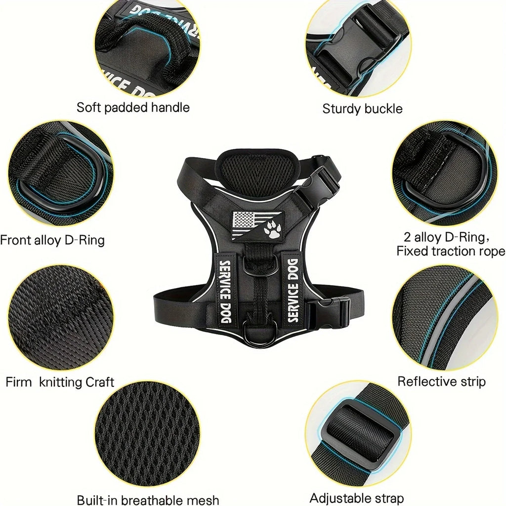 Army Green Anti-Pull Tactical Dog Harness for Medium and Large Dogs