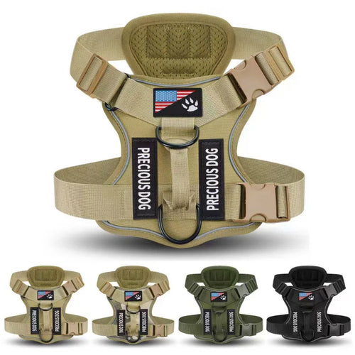 Army Green Anti-Pull Tactical Dog Harness for Medium and Large Dogs