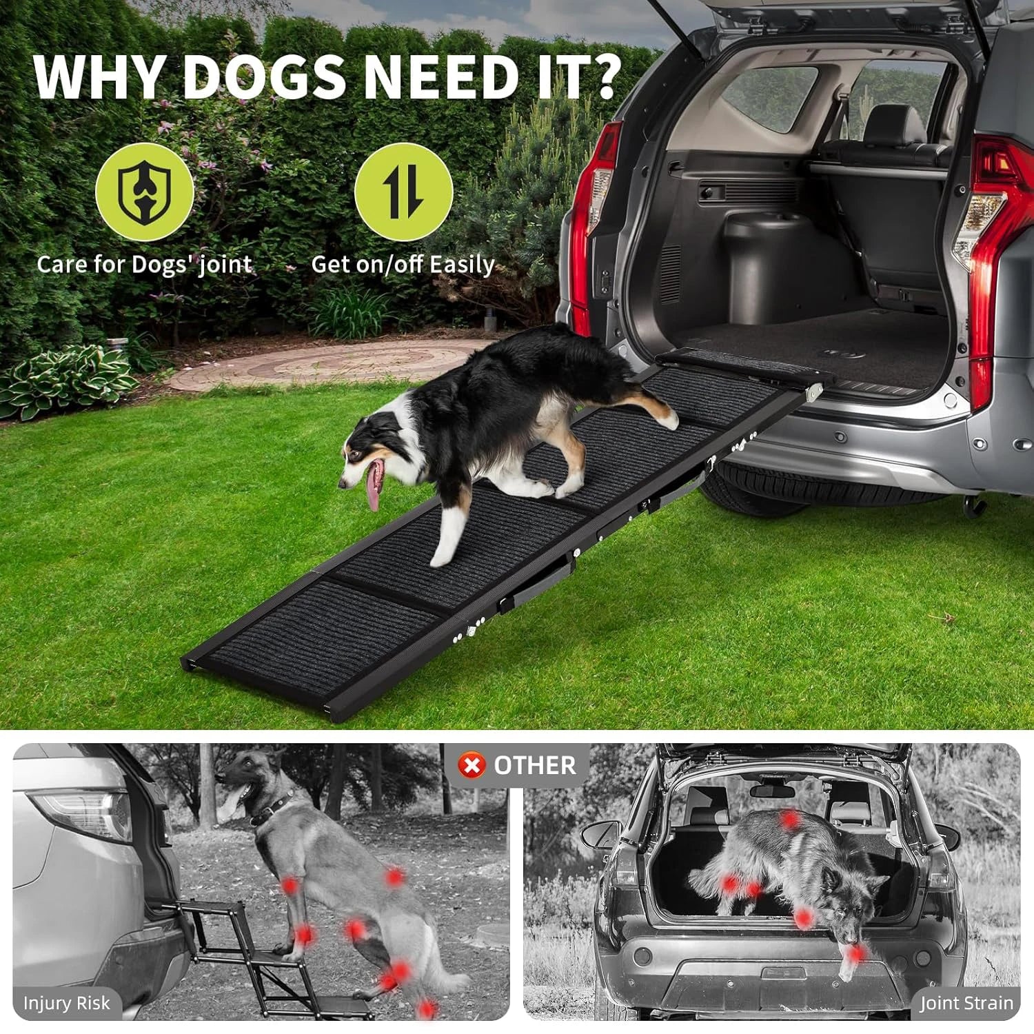 Dog Ramp for Cars for Large Dogs – Folding Non-Slip Portable Pet Ramp Up to 250 lbs