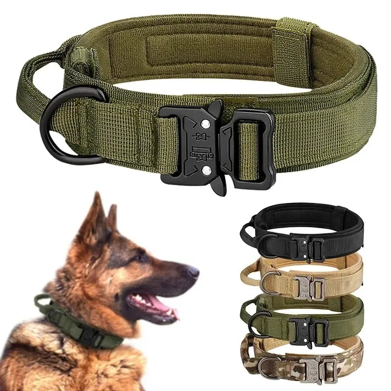Black Tactical Dog Collar for Medium and Large Dogs