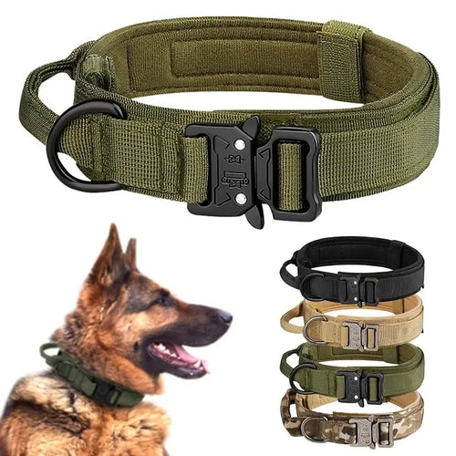 Army Green Tactical Dog Collar for Medium and Large Dogs