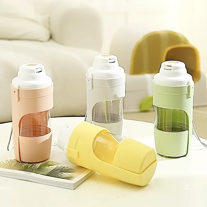 Gray Pet Travel Water Bottle with Food Container