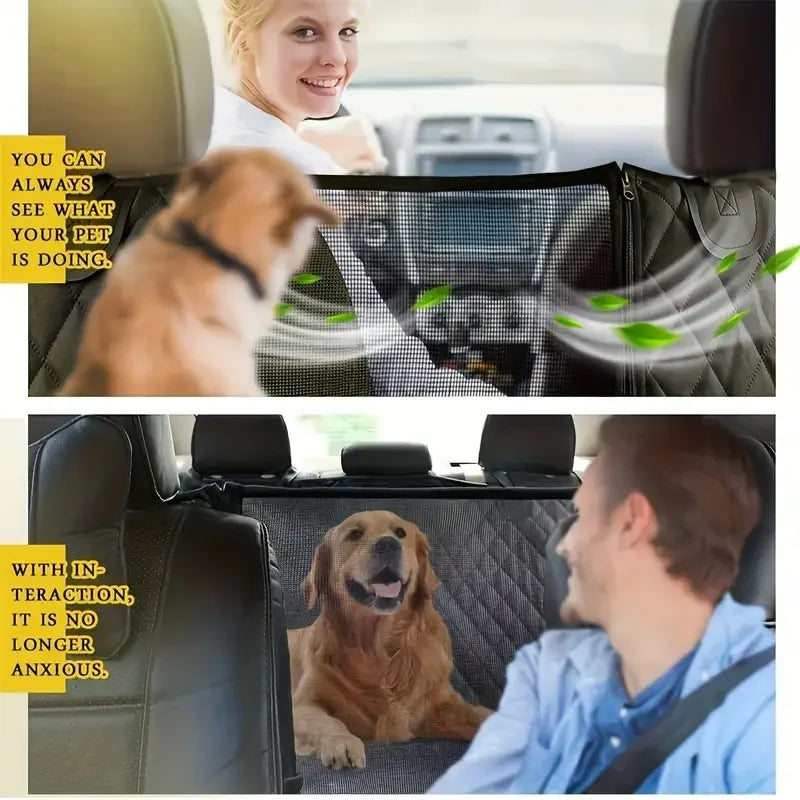 Waterproof Dog Seat Cover for Back Seat with Mesh Window