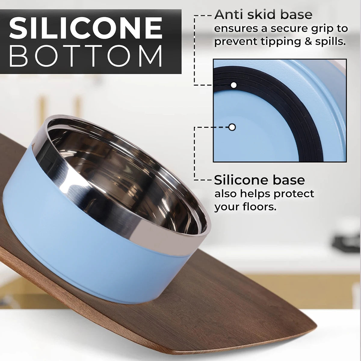 Sky Blue Stainless Steel Dog Bowl