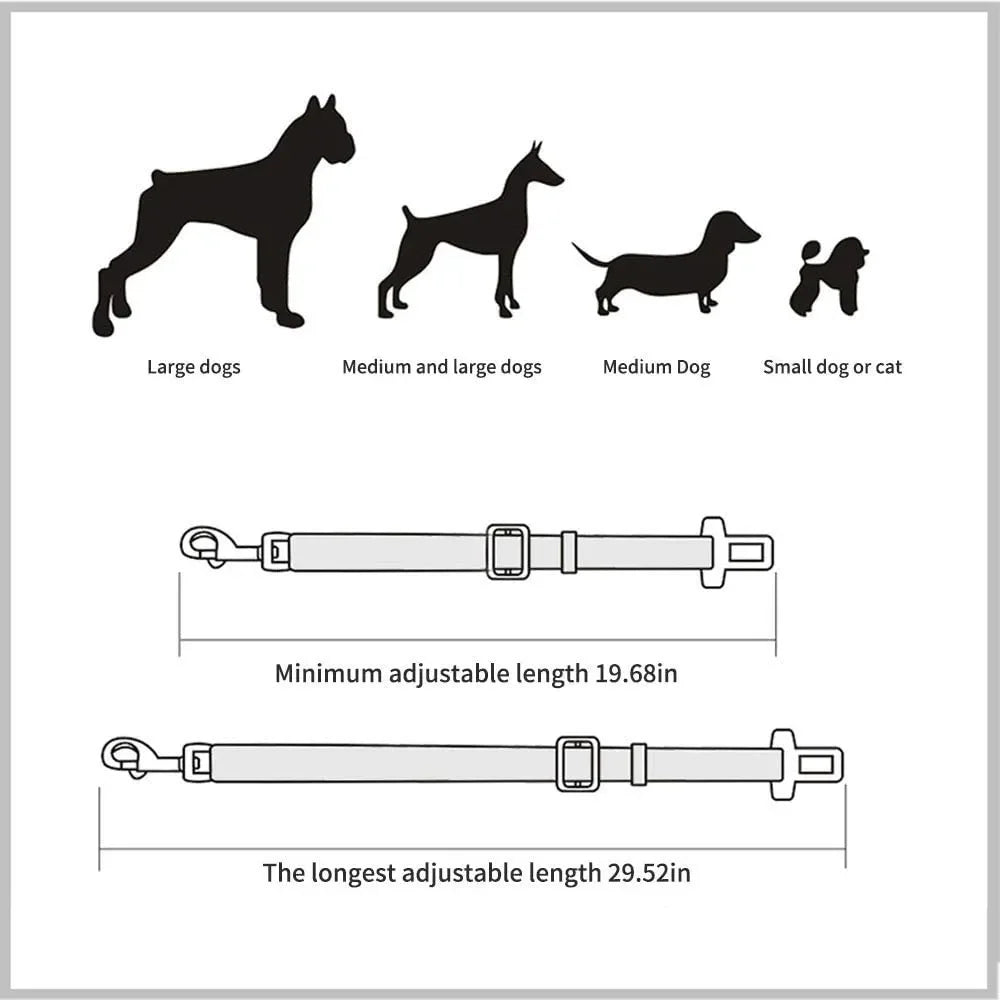 Purple Adjustable Dog Car Seat Belt Tether