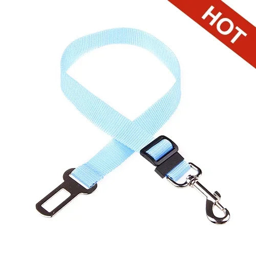 Sky Blue Adjustable Dog Car Seat Belt Tether