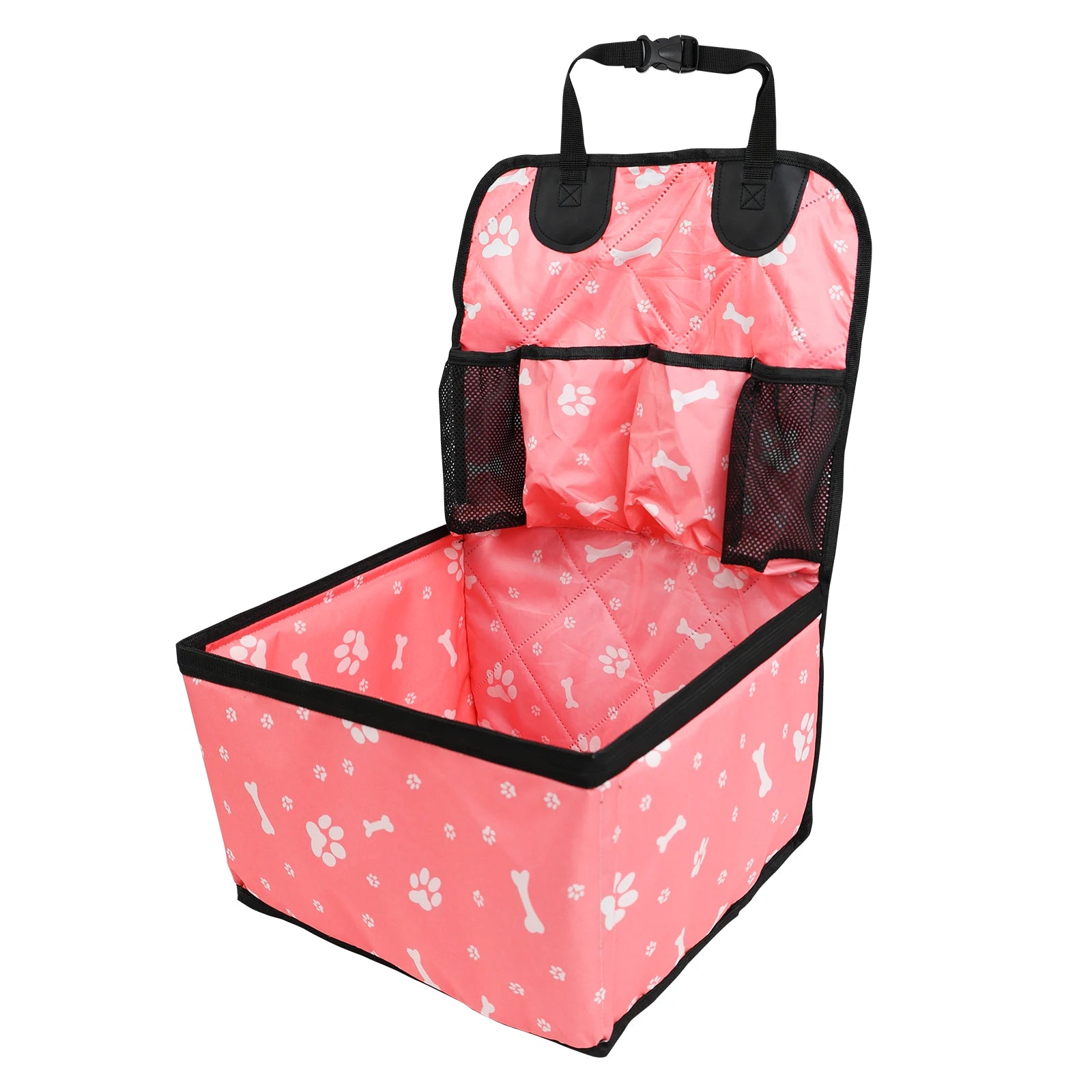 Pink Paw Print Dog Booster Seat for Cars and SUVs