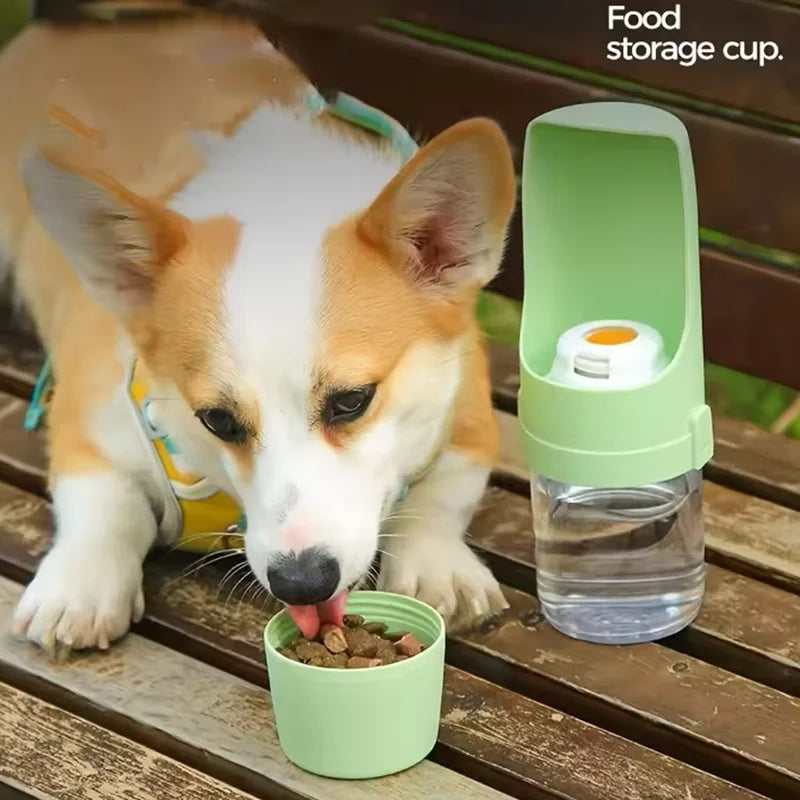 Gray Pet Travel Water Bottle with Food Container