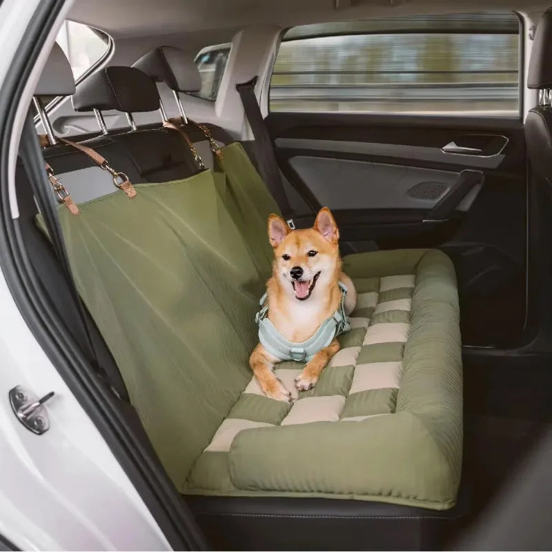 Brown Luxury Dog Booster Seat Bed for Double Seats