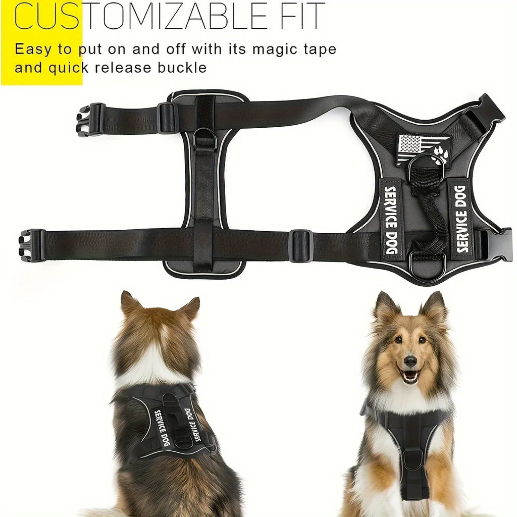 Khaki Anti-Pull Tactical Dog Harness for Medium and Large Dogs