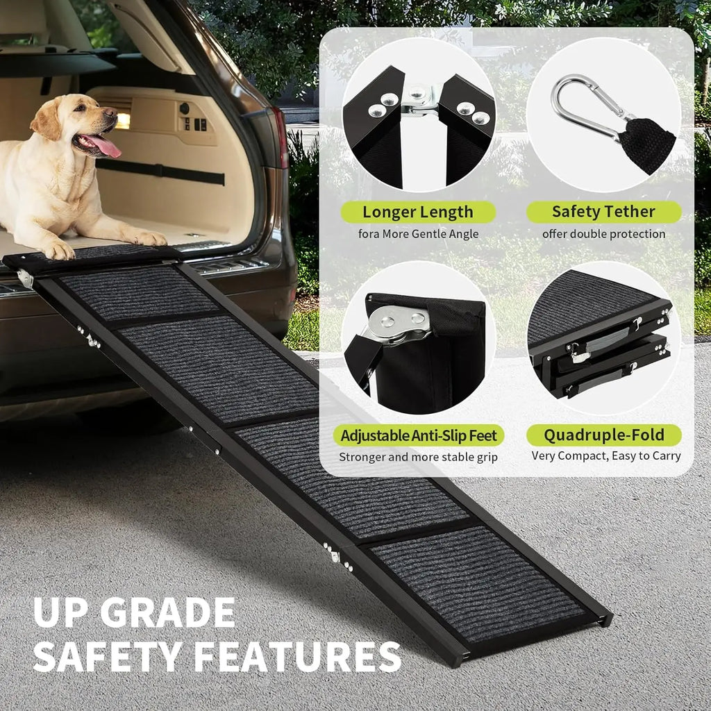 Dog Ramp for Cars for Large Dogs – Folding Non-Slip Portable Pet Ramp Up to 250 lbs