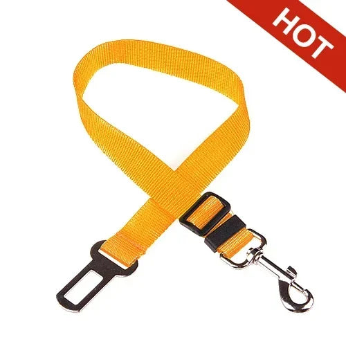 Yellow Adjustable Dog Car Seat Belt Tether
