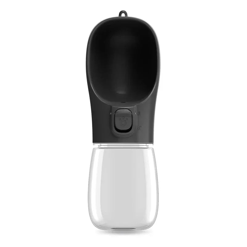 Black Portable Dog Water Bottle with Built-In Drinking Bowl