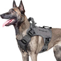 Dark Grey Adjustable No-Pull Tactical Dog Harness with Handle for Large Dogs