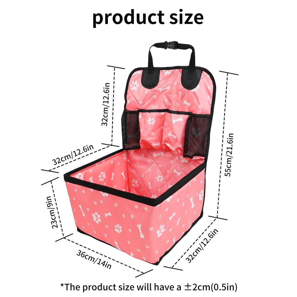 Pink Paw Print Dog Booster Seat for Cars and SUVs