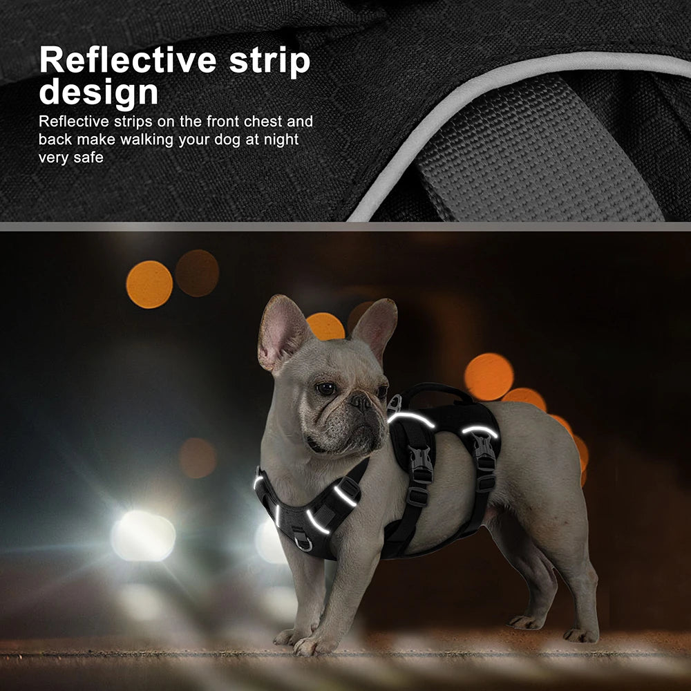 Black Escape Proof Reflective Dog Harness for Small, Medium, and Large Dogs
