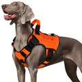 Orange Adjustable No-Pull Tactical Dog Harness with Handle for Large Dogs
