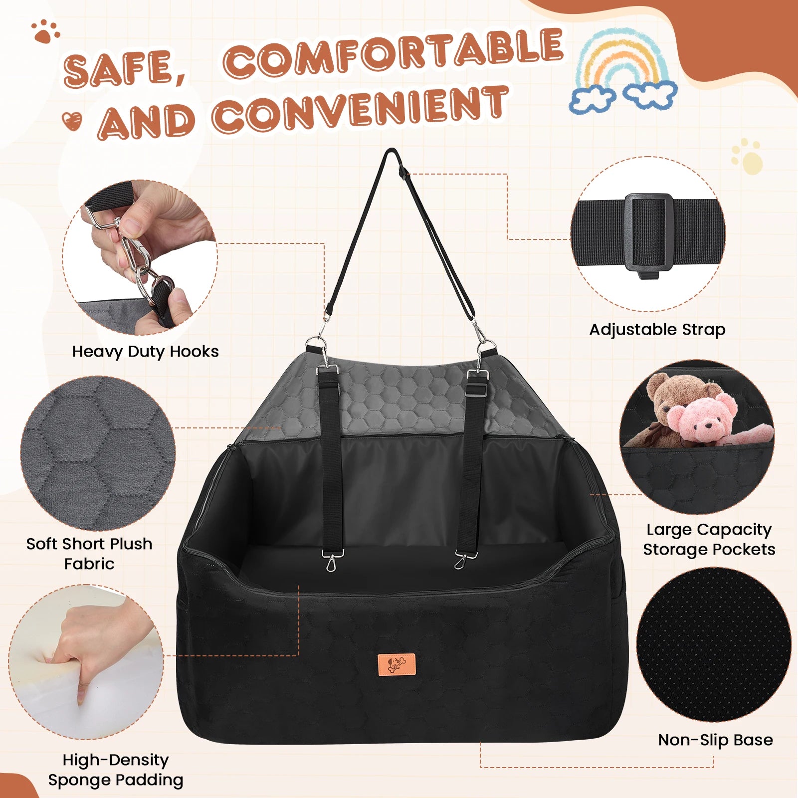 Waterproof Dog Booster Seat for Cars and SUVs
