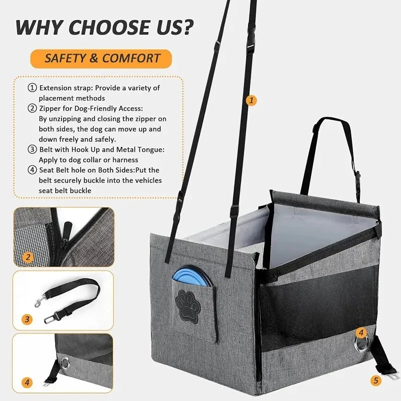Gray Dog Booster Seat for Medium Dogs