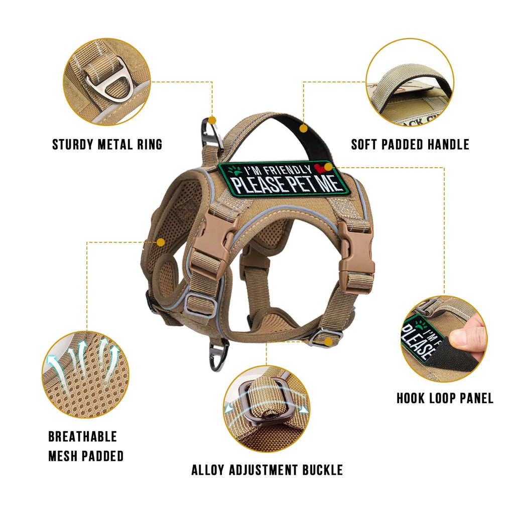 Black Tactical Dog Harness for Small Dogs