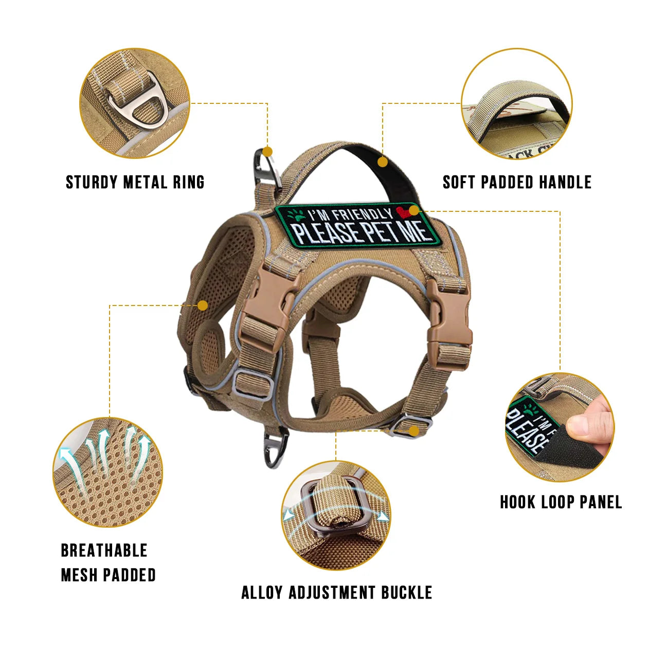 Black Tactical Dog Harness for Small Dogs