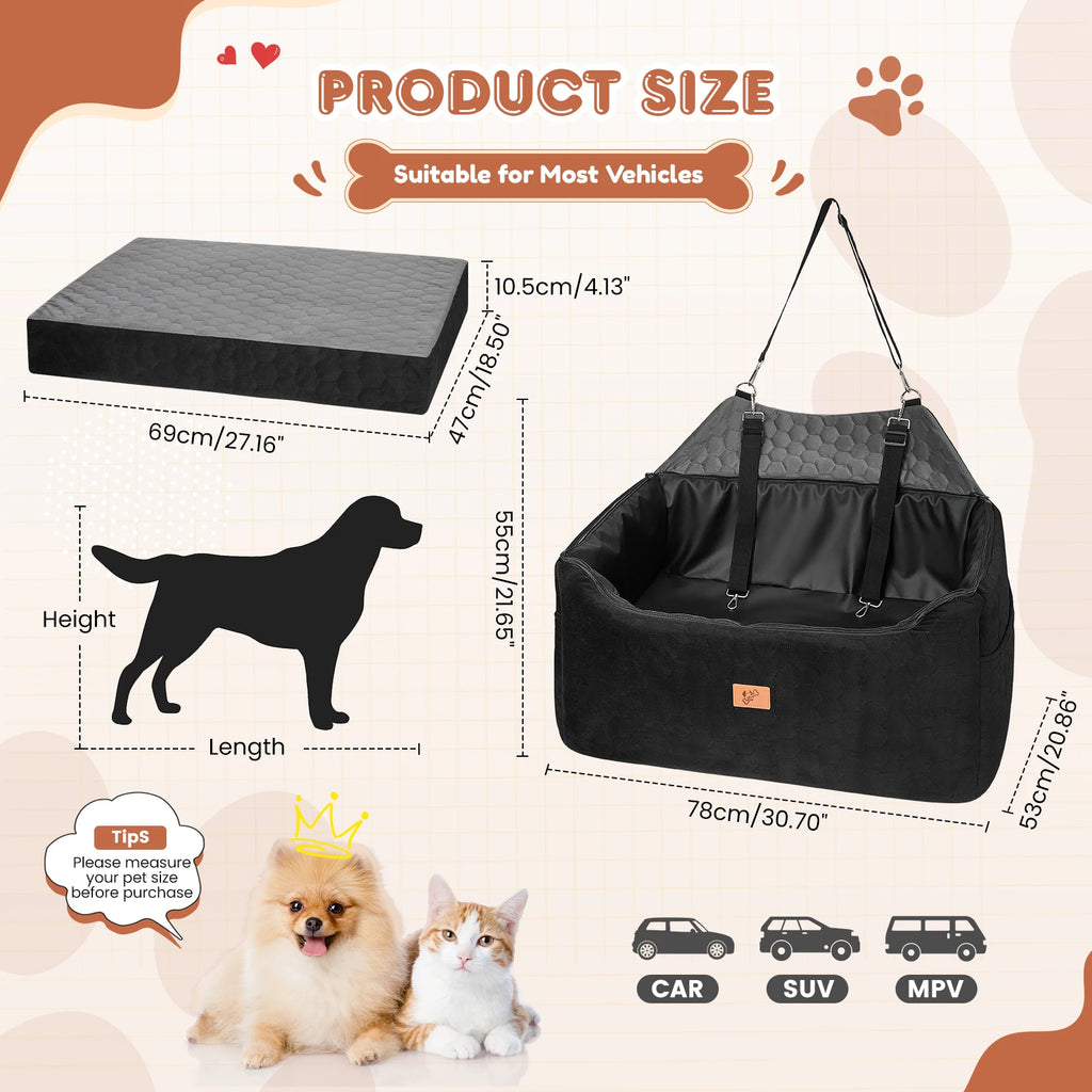 Waterproof Dog Booster Seat for Cars and SUVs