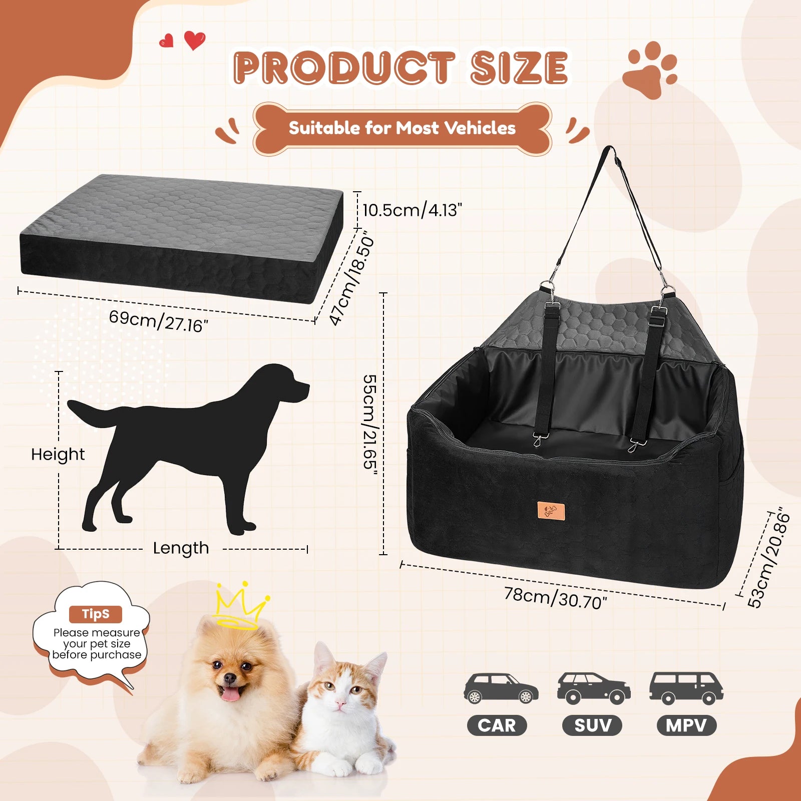 Waterproof Dog Booster Seat for Cars and SUVs