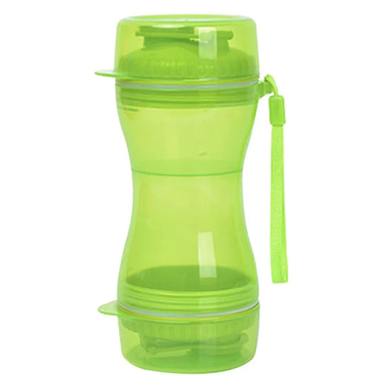 Green 2-in-1 Dog Water Bottle and Food Storage Container