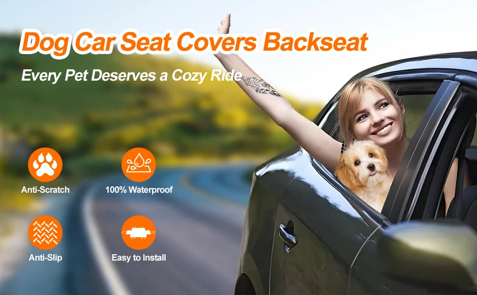 Black Waterproof Dog Car Hammock with Hard Bottom Seat Extender