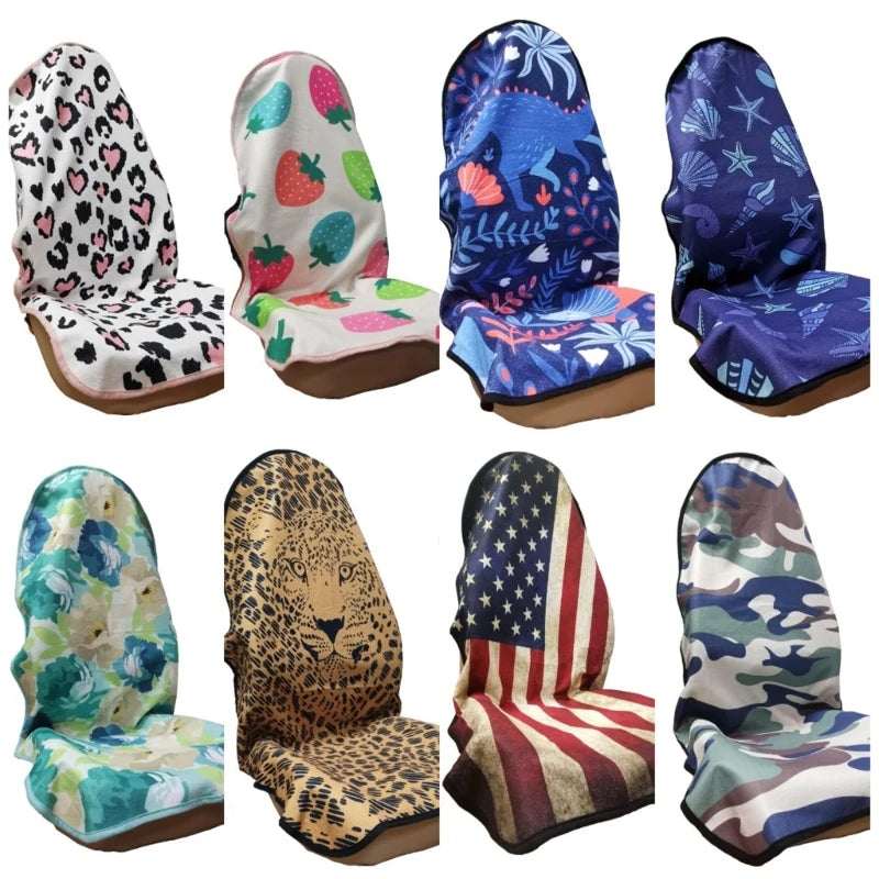 Ocean Print Towel Front Seat Protector for Dogs