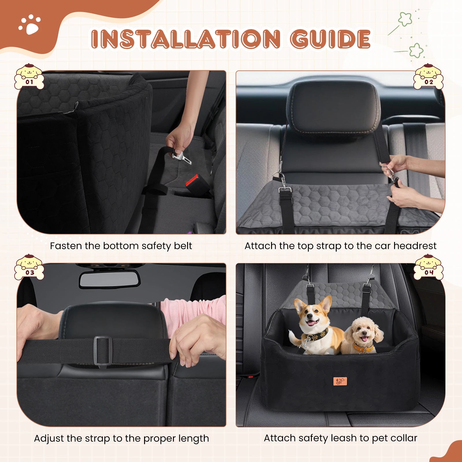Waterproof Dog Booster Seat for Cars and SUVs