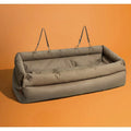 Brown Luxury Faux Leather Dog Booster Seat Bed for Travel