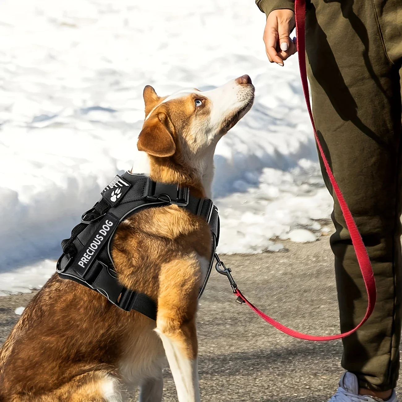 Khaki Anti-Pull Tactical Dog Harness for Medium and Large Dogs