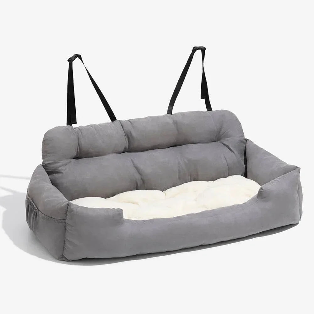Premium Gray Dog Booster Seat Carrier Bed for Travel