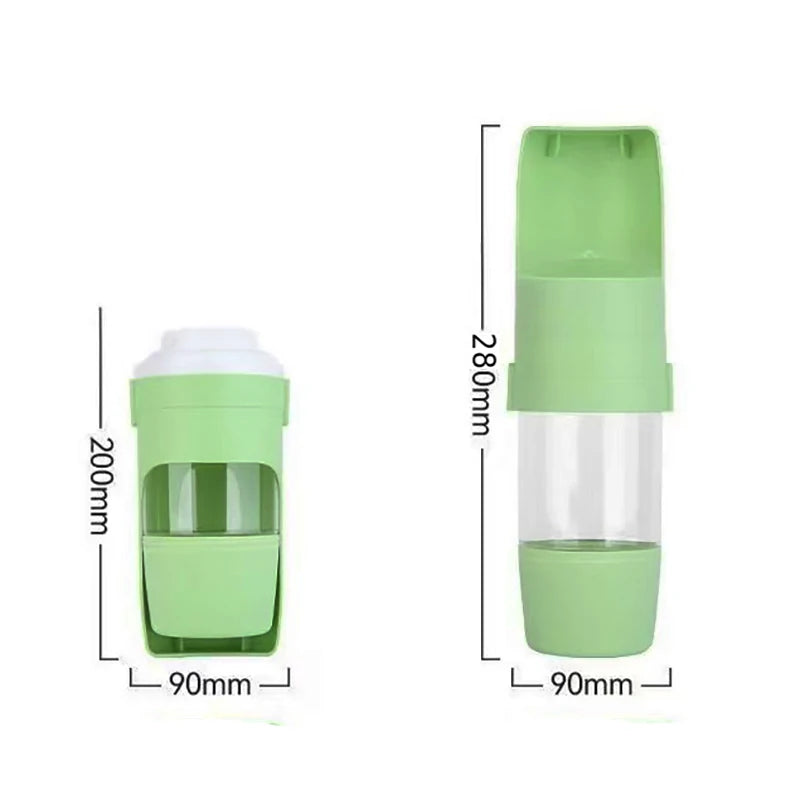 Gray Pet Travel Water Bottle with Food Container